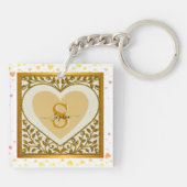Elegant Gouden Glitter Hart Initiaal & Naam Sleute Sleutelhanger (Achterkant)