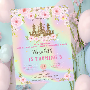 Elegant Gouden Glitter Kasteel Holografische Verja Kaart