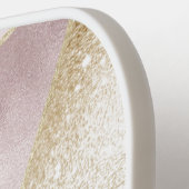 Elegant Gouden Glitter Roze Personaliseer Officiël Pickleball Paddle (Links Detail)