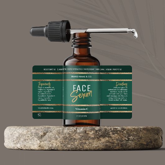 Elegant Gouden Glitter Smaragd Groene Kosmetische  Etiket