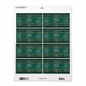 Elegant Gouden Glitter Smaragd Groene Kosmetische  Etiket (Full Sheet)