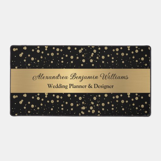 Elegant Gouden Glitter Sparkle Zwart Stijlvol Bureaumat (Voorkant)