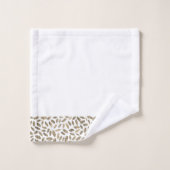 Elegant Gouden Glitter Veren op Wit Monogram Bad Handdoek (Wasdoekje)