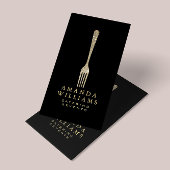 Elegant Gouden Glitter Vork Catering Logo Zwart II Visitekaartje