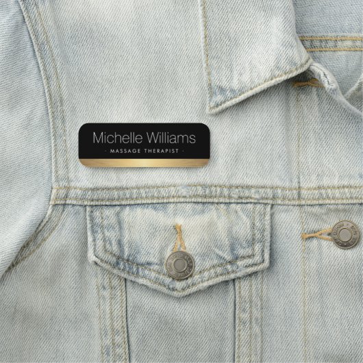 Elegant gouden gradiëntrand zwart naamplaatje (In situ)