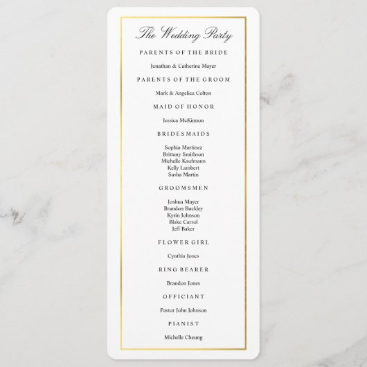 Elegant Gouden Grens Huwelijksprogramma Sjabloon (Achterkant)
