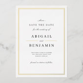 Elegant gouden grenzen minimalistisch sparen op da folie uitnodiging (Voorkant)