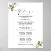 Elegant Gouden Groene Huwelijksprogramma Bord Poster (Voorkant)