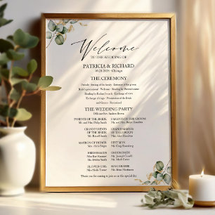 Elegant Gouden Groene Huwelijksprogramma Bord Poster