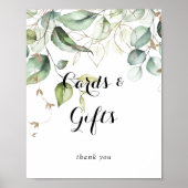 Elegant Gouden Groene Kaarten en Cadeaus Bord Poster (Voorkant)