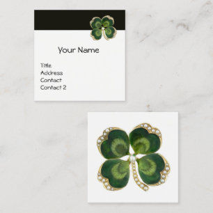 ELEGANT GOUDEN GROENE SHAMROCK JUWEEL EN PARELS Wi Vierkante Visitekaartje