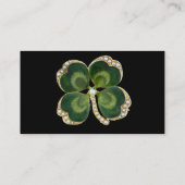 ELEGANT GOUDEN GROENE SHAMROCK JUWEEL MET PARELS VISITEKAARTJE (Achterkant)