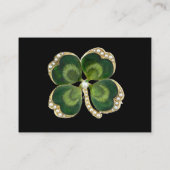 ELEGANT GOUDEN GROENE SHAMROCK JUWEEL MET PARELS VISITEKAARTJE (Achterkant)