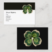 ELEGANT GOUDEN GROENE SHAMROCK JUWEEL MET PARELS VISITEKAARTJE (Voorkant / Achterkant)