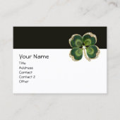 ELEGANT GOUDEN GROENE SHAMROCK JUWEEL MET PARELS VISITEKAARTJE (Voorkant)