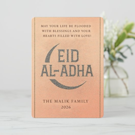 Elegant gouden halve maan Eid al-Adha Wenskaart Feestdagenkaart (Staand voorkant)