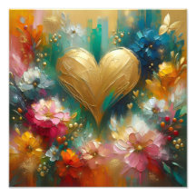 Elegant Gouden Hart Bloem Teal & Blush