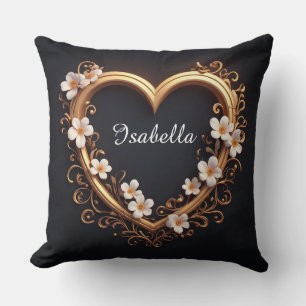 ✨ Elegant Gouden Hart Bloemrijke Romantische Luxe  Kussen
