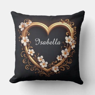 ✨ Elegant Gouden Hart Bloemrijke Romantische Luxe  Kussen