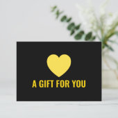 Elegant Gouden Hart, Eenvoudig Zwart Cadeaubon (Staand voorkant)