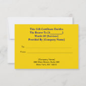 Elegant Gouden Hart, Eenvoudig Zwart Cadeaubon (Achterkant)