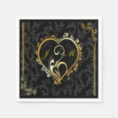 Elegant Gouden Hart Monogram Papier Servetten (Voorkant)