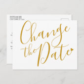 Elegant Gouden Hart Nieuwe Datum Uitgesteld Aankondigingskaart (Voorkant / Achterkant)