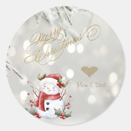 Elegant gouden hart ronde sticker (Voorkant)