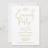 Elegant Gouden Hart Script Trouwfeest Avond Kaart (Voorkant)