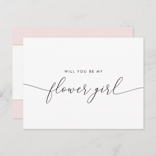 Elegant Gouden Hart Wil Je Mijn Bloemenmeisje Zijn Uitnodiging Briefkaart (Voorkant / Achterkant)