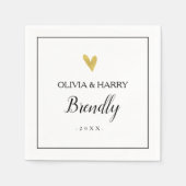 Elegant gouden hart | Witte Trouwpapier servet (Voorkant)