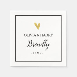 Elegant gouden hart | Witte Trouwpapier servet