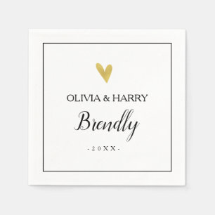 Elegant gouden hart Witte Trouwpapier servet