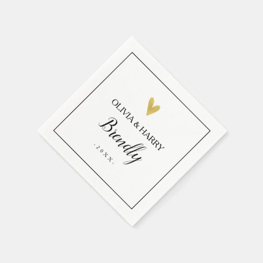 Elegant gouden hart | Witte Trouwpapier servet (Hoek)