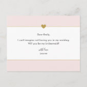 Elegant gouden hart zal je mijn bruidsmeisje zijn uitnodiging briefkaart (Achterkant)