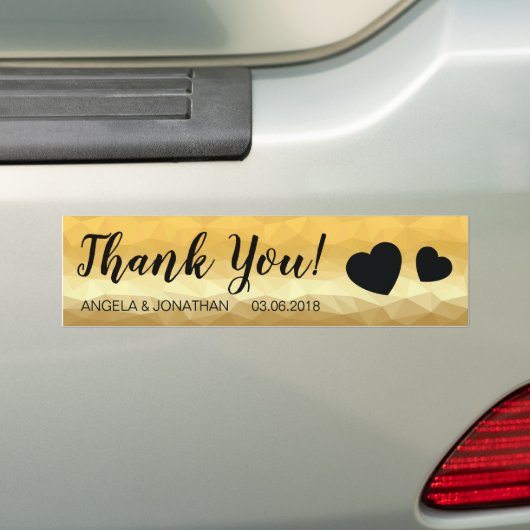 Elegant gouden harten Hartelijk dank voor uw bruil Bumpersticker (Op auto)