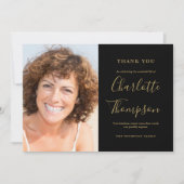 Elegant Gouden Herdenkings Funeral Foto Bedankkaart (Voorkant)