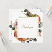 Elegant gouden Herfst Floral "Dank je wel" Kaart (Voorkant / Achterkant in situ)