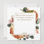 Elegant gouden Herfst Floral "Dank je wel" Kaart (Achterkant)