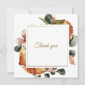 Elegant gouden Herfst Floral "Dank je wel" Kaart (Voorkant)