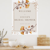 Elegant Gouden Herfstblad Bruiloft Feest Welkom Poster (Keuken)