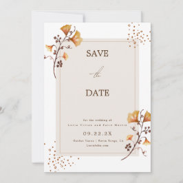 Elegant Gouden Herfstblad Save The Date Kaart