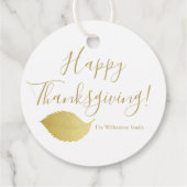 Elegant, gouden herfstblad - Thanksgiving Bedankjes Labels (Achterkant)