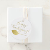 Elegant, gouden herfstblad - Thanksgiving Bedankjes Labels (In situ)
