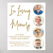 Elegant Gouden Herinnering Foto Bruiloft Gedenktek Poster (Voorkant)