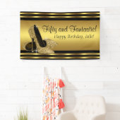 Elegant gouden hoge hak verjaardagsfeestje spandoek (Insitu)