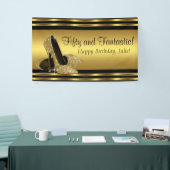 Elegant gouden hoge hak verjaardagsfeestje spandoek (Beurs)