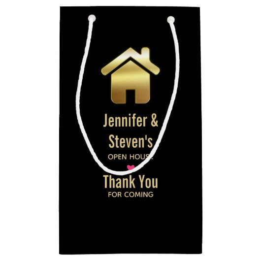 Elegant gouden huis symbool Housewarming dank u Klein Cadeauzakje (Achterkant)