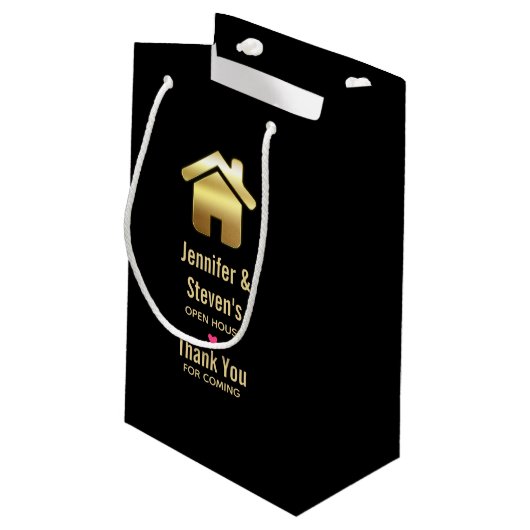 Elegant gouden huis symbool Housewarming dank u Klein Cadeauzakje (Achterkant Gekanteld)