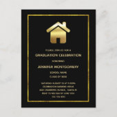 Elegant gouden huis symbool onroerend goed Afstude Uitnodiging Briefkaart (Voorkant)